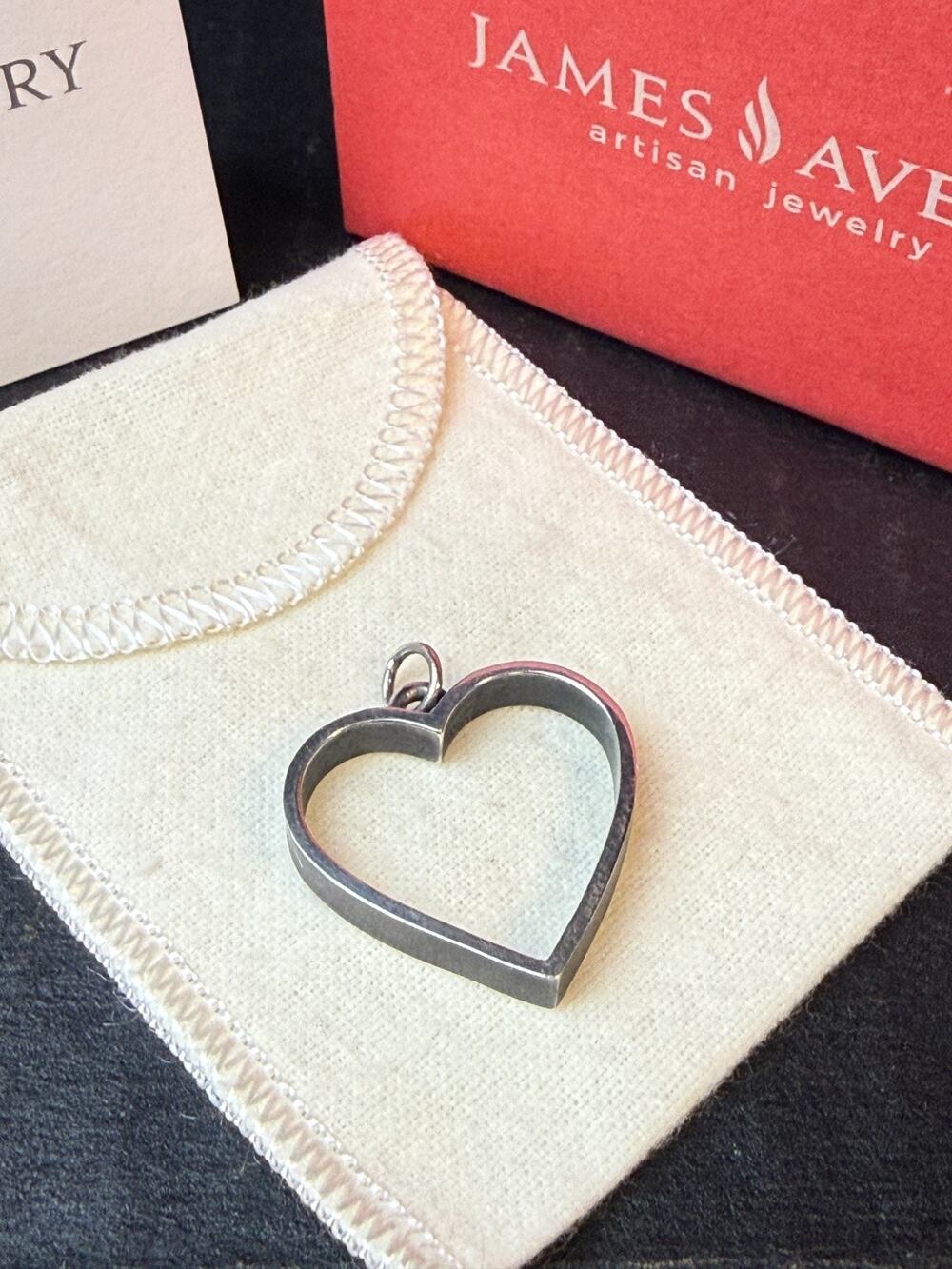 Retired James Avery Deep Heart Charm Pendant 1" Large
